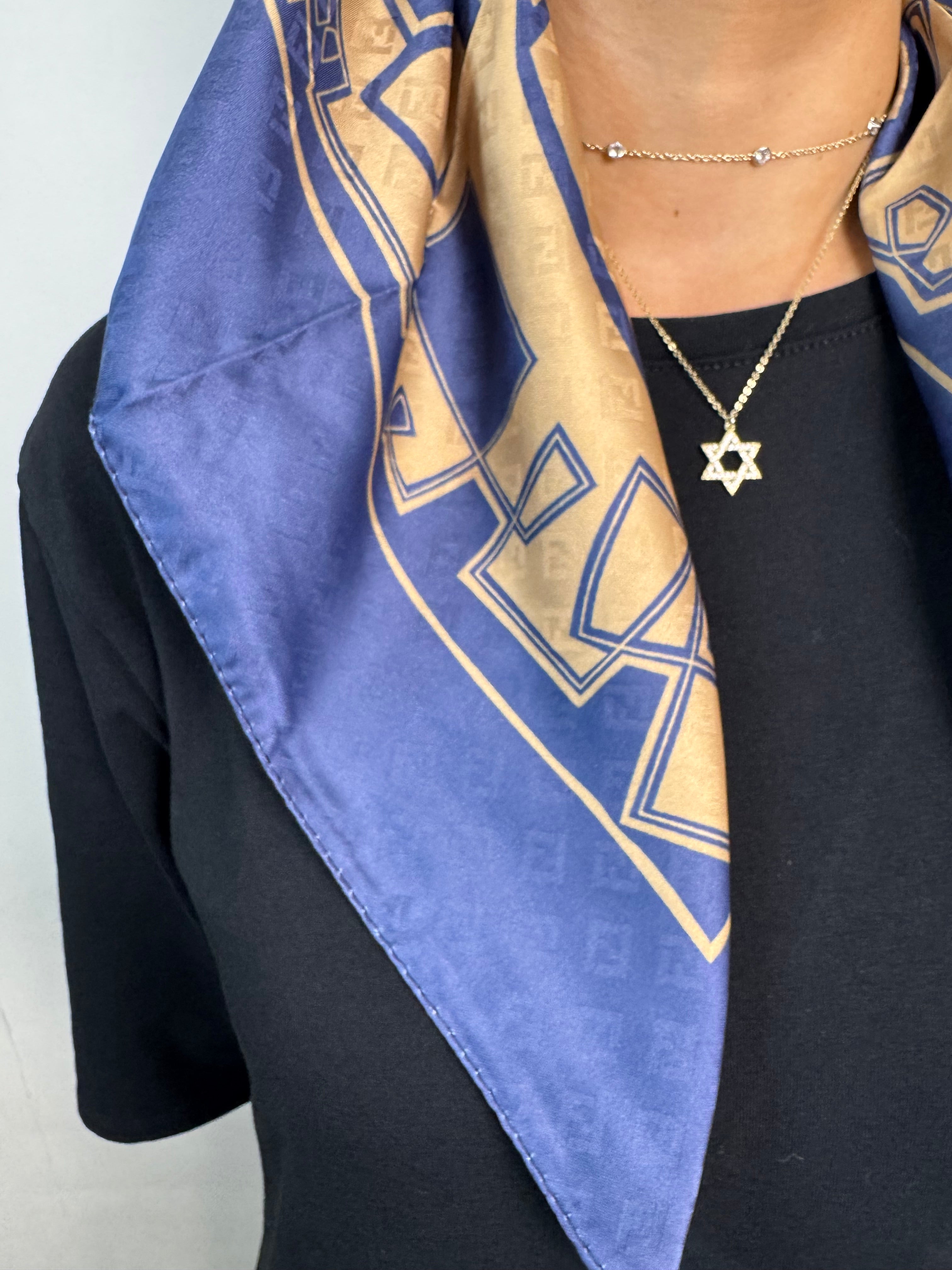 Blue Shapes Satin Square Inspired  By F