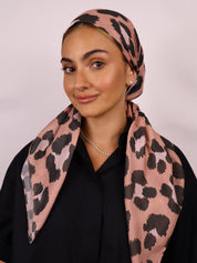 Pink Leopard Cotton Light Weight  Square