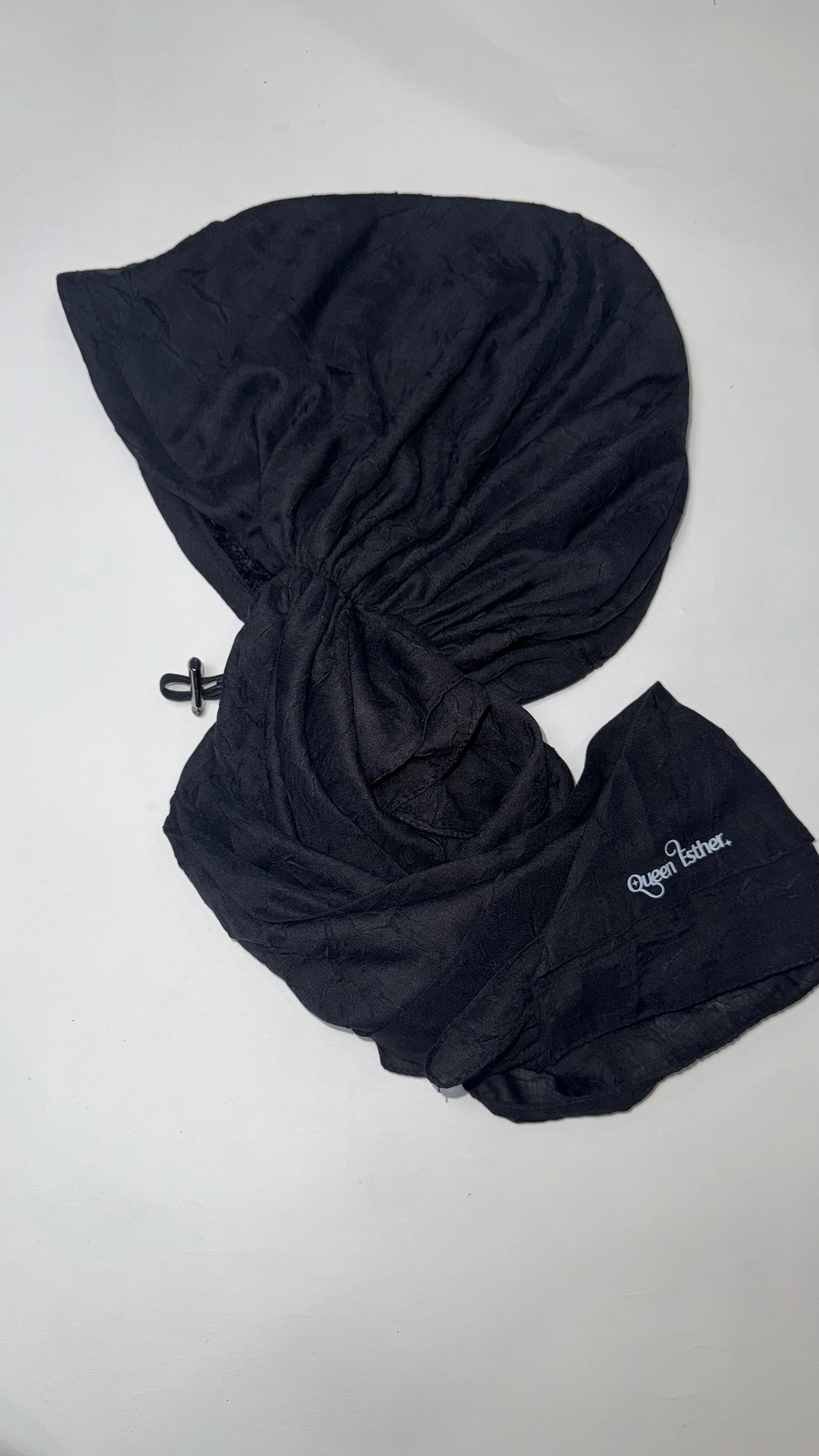 Black Crinkle Pre-Tied Adjustable