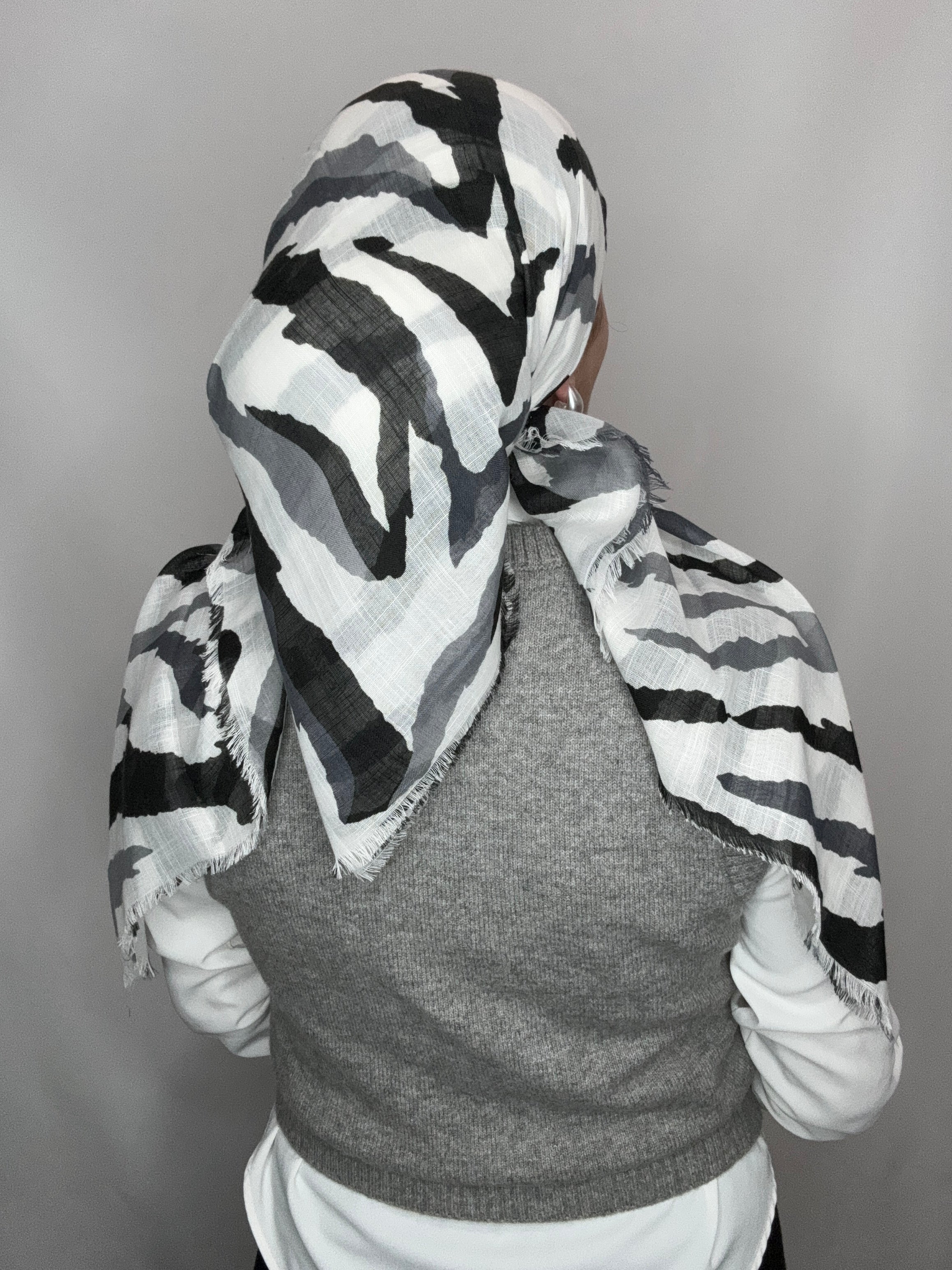 Black & Gray Zebra - Cotton Square